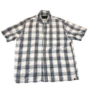 Woolrich Mens Plaid Button Down Shirt Size XL Blue Short Sleeve Casual Travel